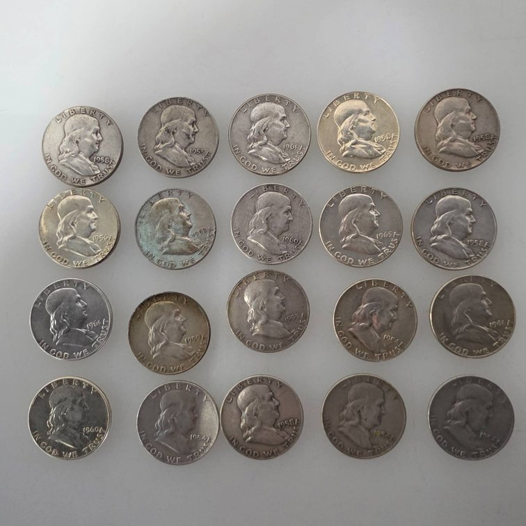 Roll of 20 Franklin Half Dollars (Various Dates)