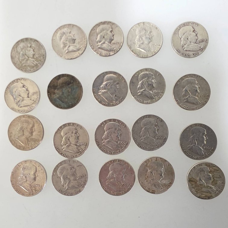 Roll of 20 Franklin Half Dollars (90% Silver, Various Dates)