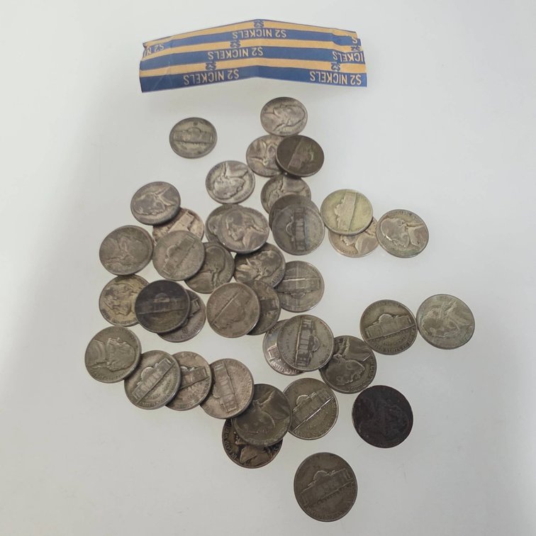 Roll of 40 US Silver War Nickels (1942-1945) 