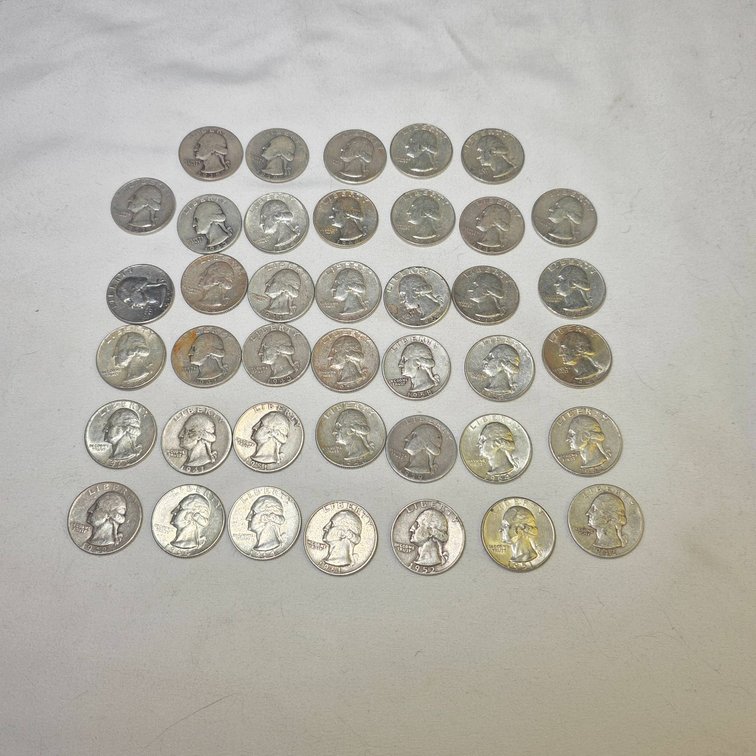 40 U.S. Silver Quarters, 1964 and Earlier