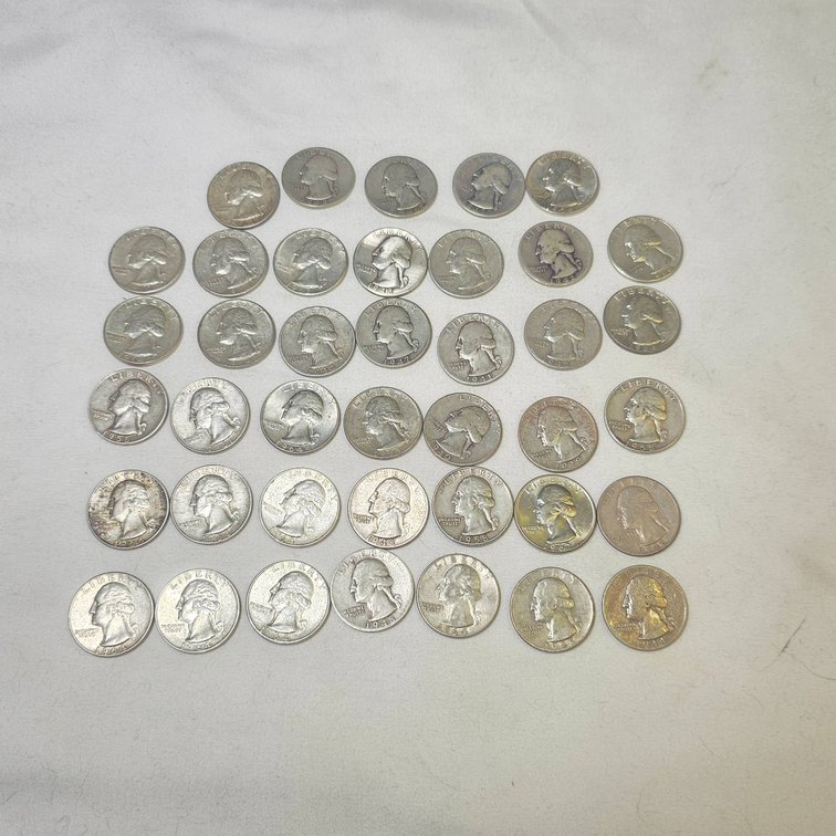 40 US Silver Quarters, Washington Design