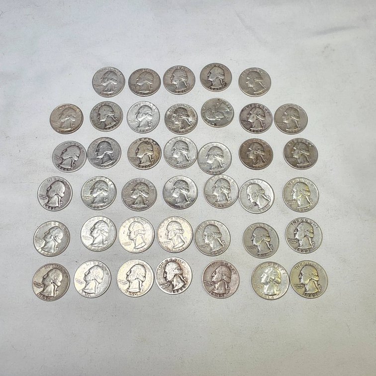 40 Silver Quarters, All Dated 1964 or Earlier