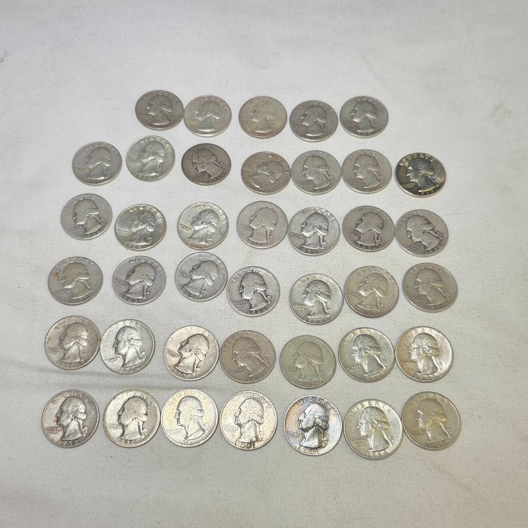 40 U.S. Silver Quarters, 1964 and Earlier