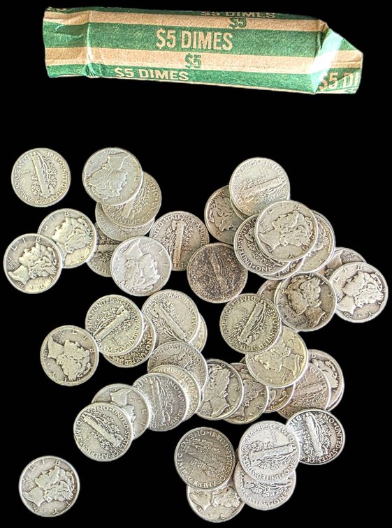 50 Silver Mercury Dimes, (1916 – 1945)