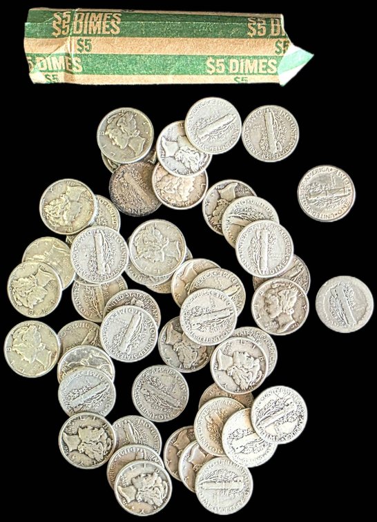 50 Silver Mercury Dimes, (1916 – 1945)