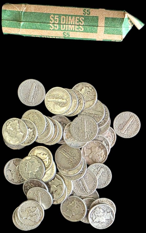 50 Silver Mercury Dimes, (1916 – 1945)