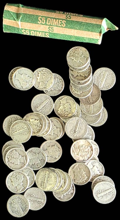 50 Silver Mercury Dimes, (1916 – 1945)