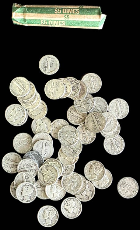 Roll of 50 Mercury Dimes – Various Dates