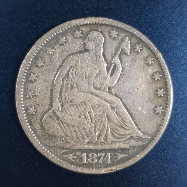 1874 Seated Liberty Half Dollar, VF-20