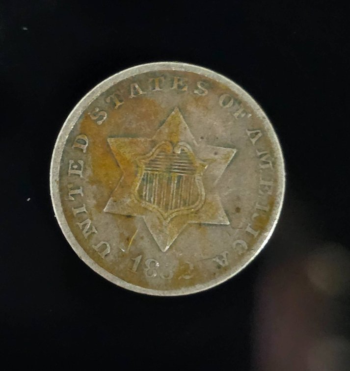 1852 Three-Cent Silver Coin from the United States