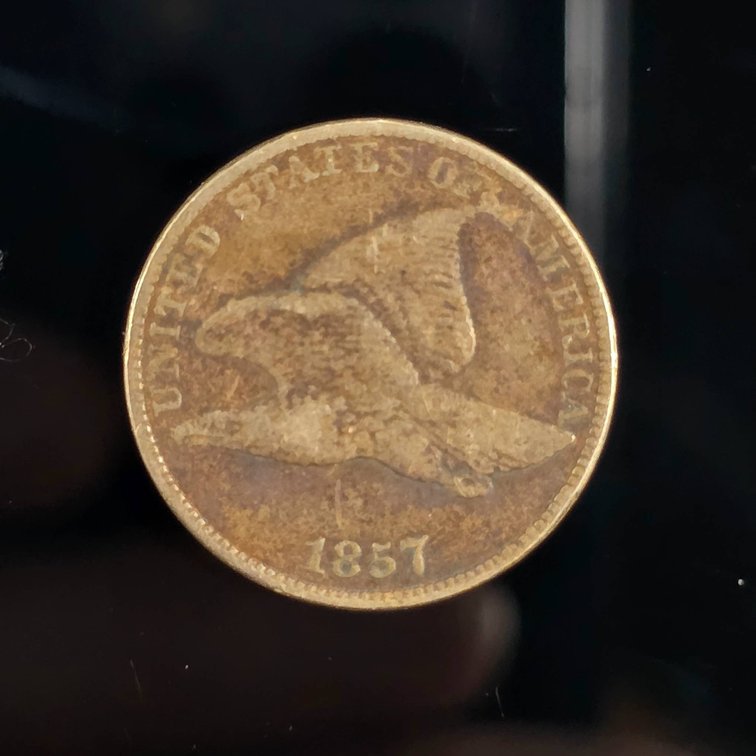 1857 Flying Eagle One-Cent Coin in F-VF Condition