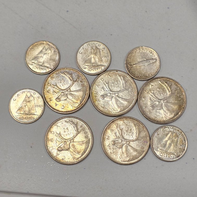 $1.75 Face Value Canadian Coins, 50% Silver, Magnet Tested