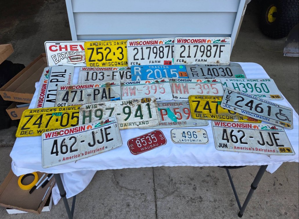 20 U.S. License Plates, Earliest Dating to 1956