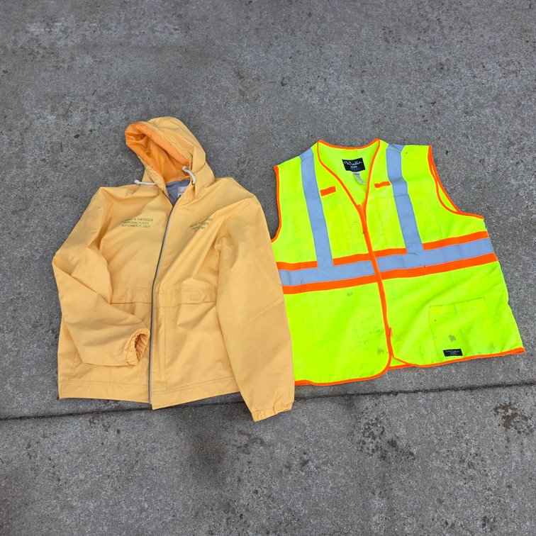 High-Visibility Safety Vest by Walls and Memorial Flight Jacket by Weatherproof