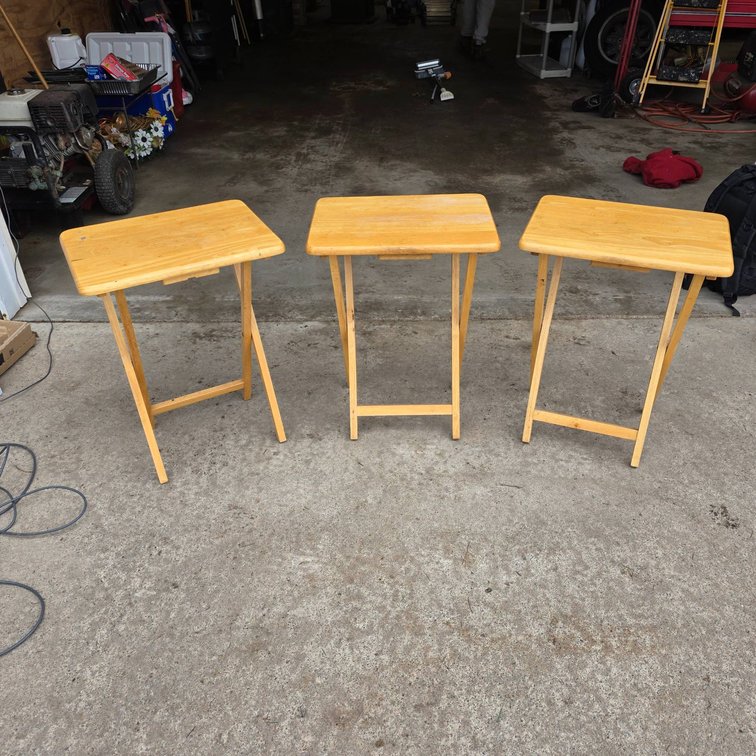 3pc Folding TV Trays in Wood Finish