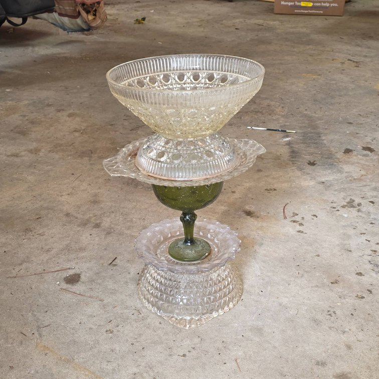 Decorative Glass and Crystal Multi-Tiered Garden Decoration