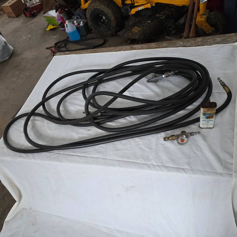 Two 25-Foot Pneumatic Hoses with Fittings and Marvel Air-Tool Oil