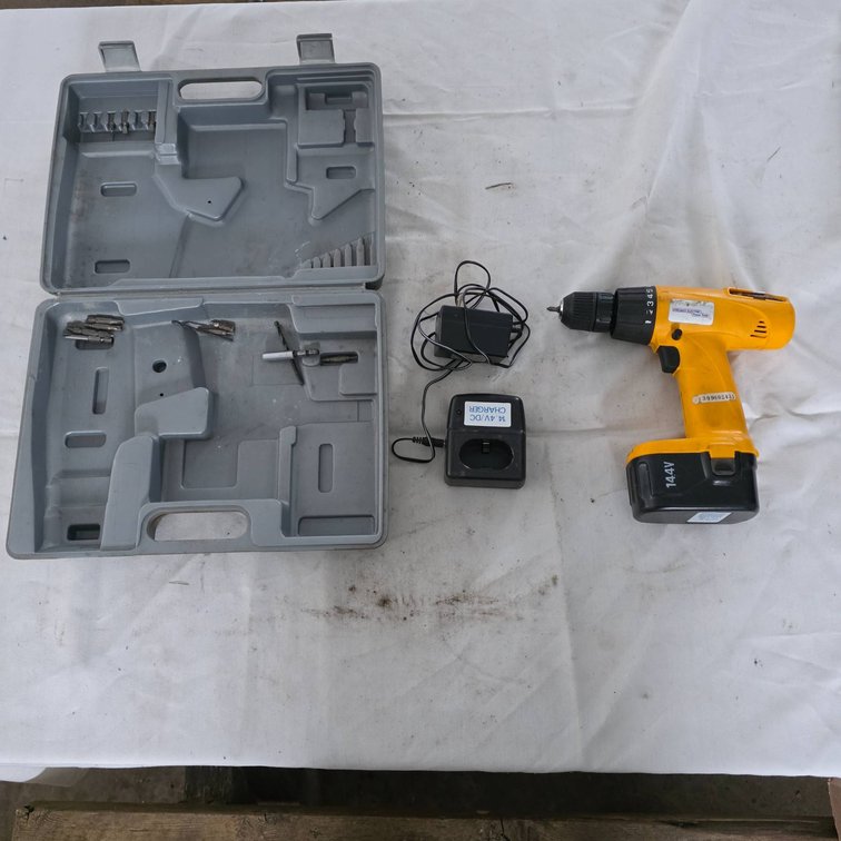 Chicago Electric 14.4V Cordless Drill With Case and Accessories