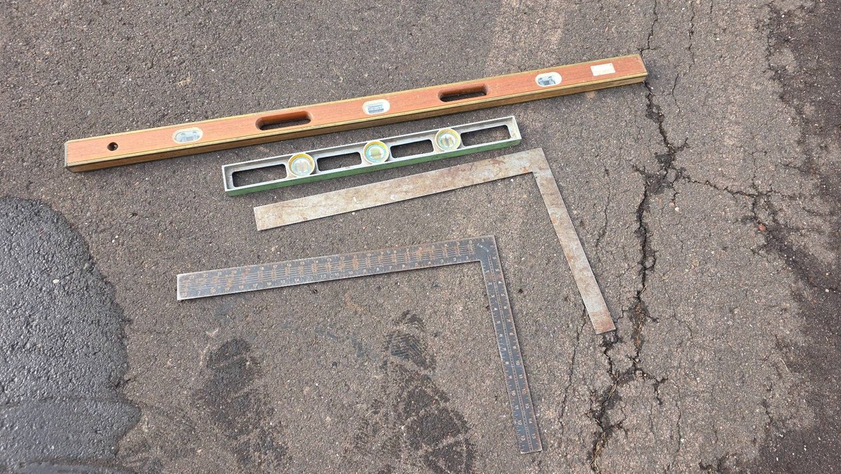 4 Ft and 2 Ft Levels with Two Carpenter Squares
