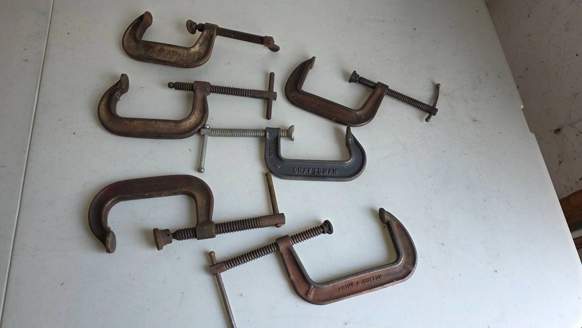 Six C-Clamps, Largest Measuring 5 Inches