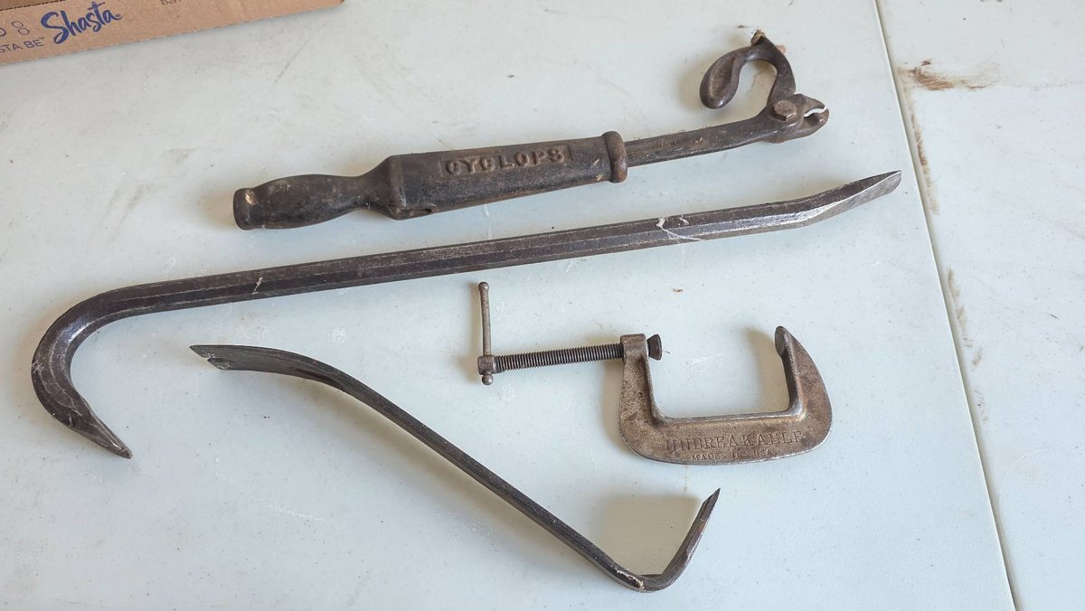 Pry Bars, Cyclops Nail Puller, and C-Clamp