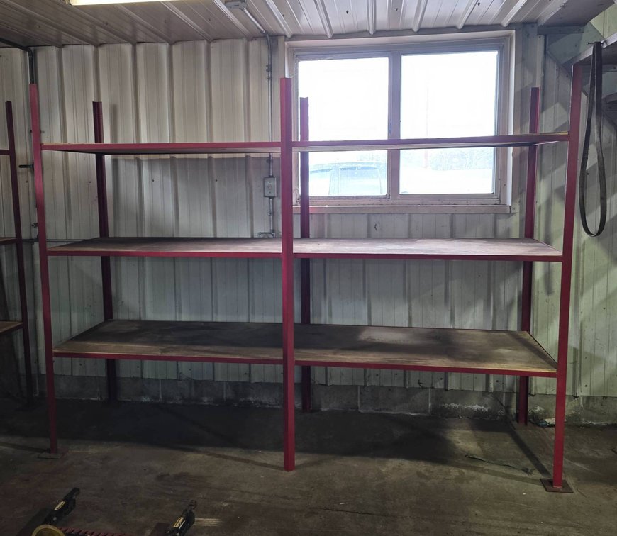 Metal Freestanding Shelving Unit With Wood Shelves