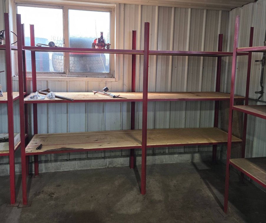 Metal Freestanding Metal Shelving Unit with Wooden Shelves