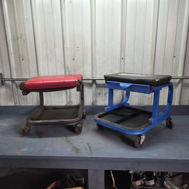 Two Mechanics Rolling Shop Stools