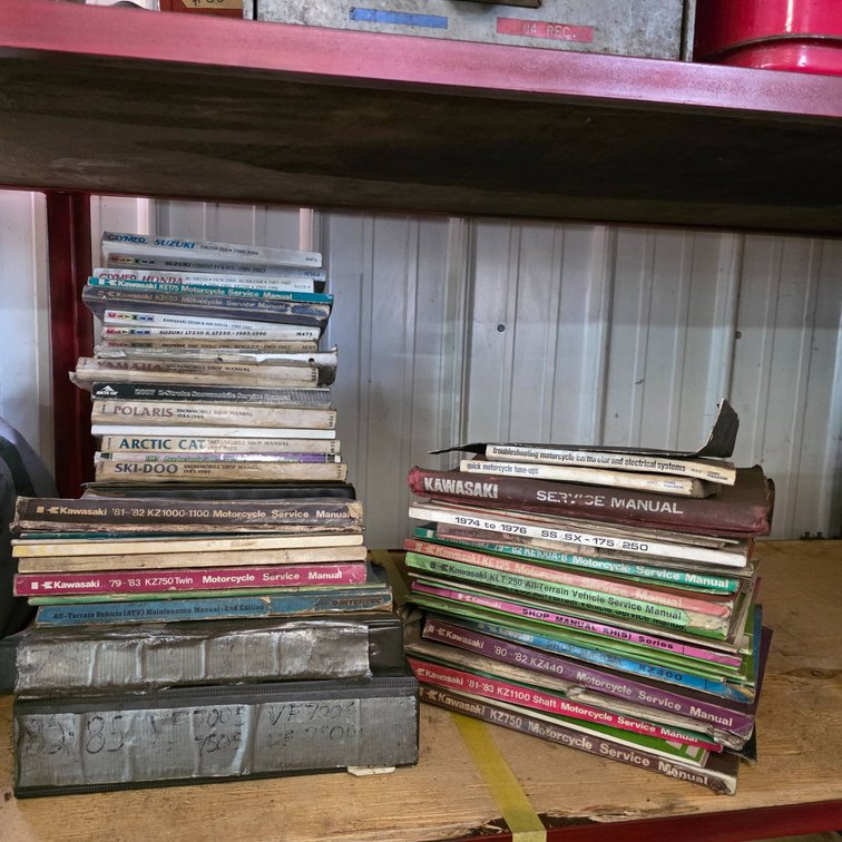 (56) Snowmobile and Motorcycle Repair Manuals, Many Vintage