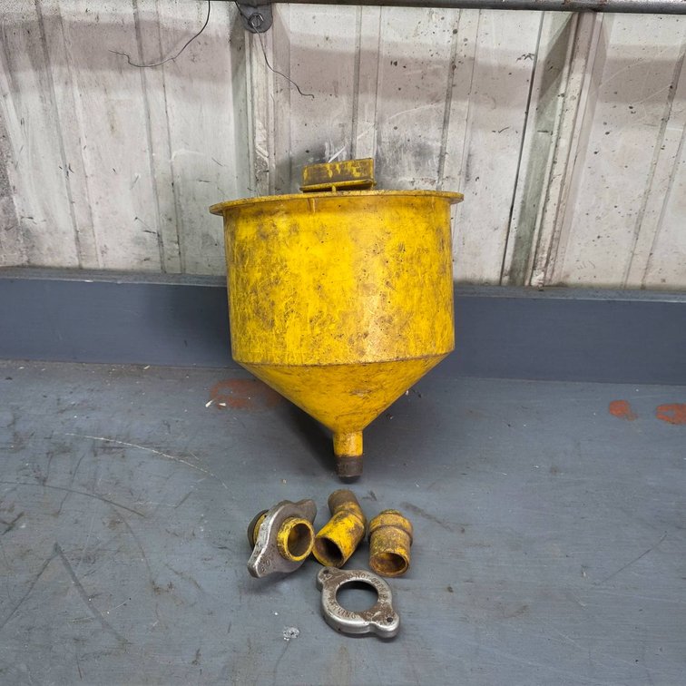 Yellow Metal Drum Funnel With Attachments