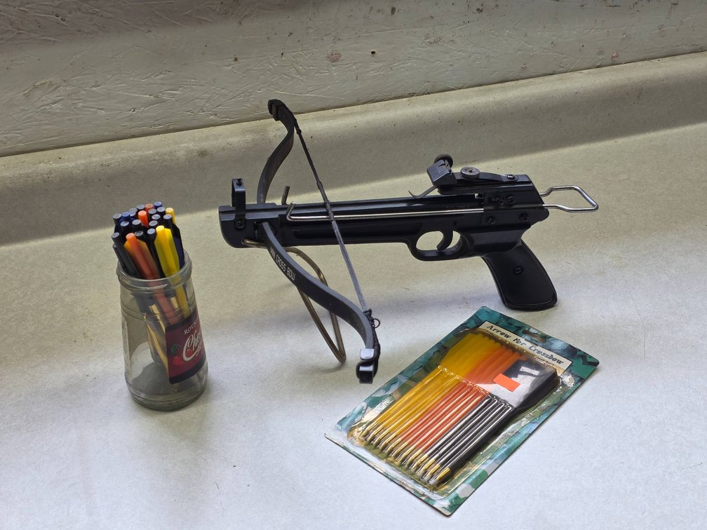 Mini Crossbow and Assorted Bolts