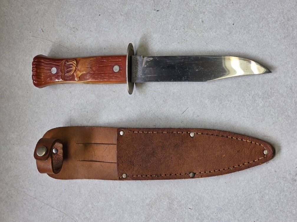 Imperial Brand Fixed Blade Hunting Knife with Leather Sheath