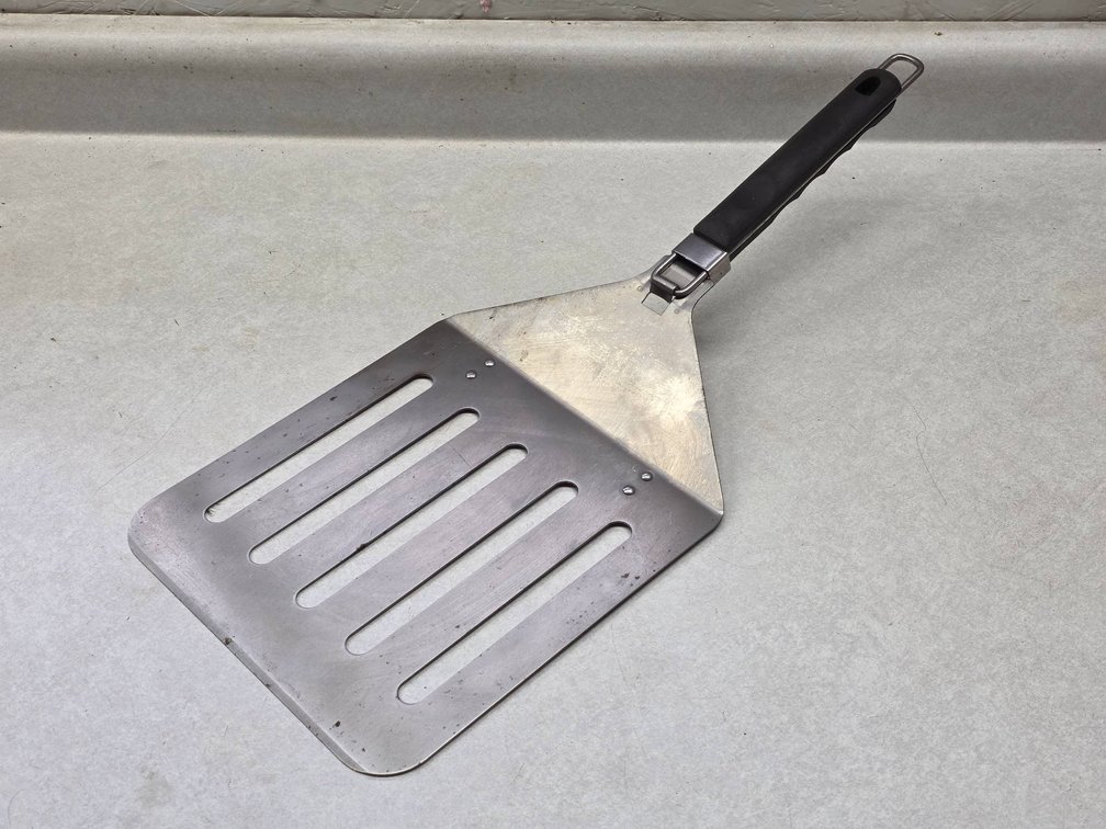 Large Folding Stainless Steel Grill Spatula with Rubber Handle