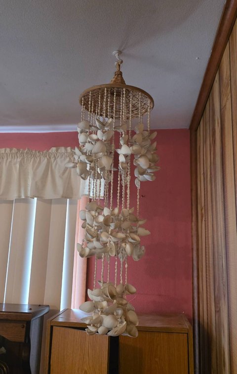 Hanging Seashell and Woven Rattan Wind Chime