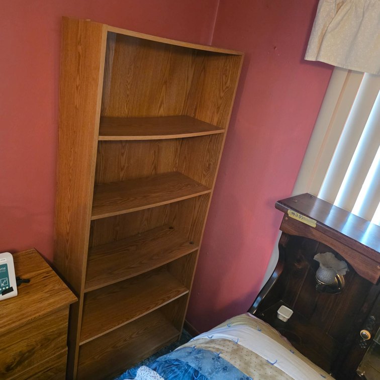 Oak-Finish Five-Shelf Bookcase