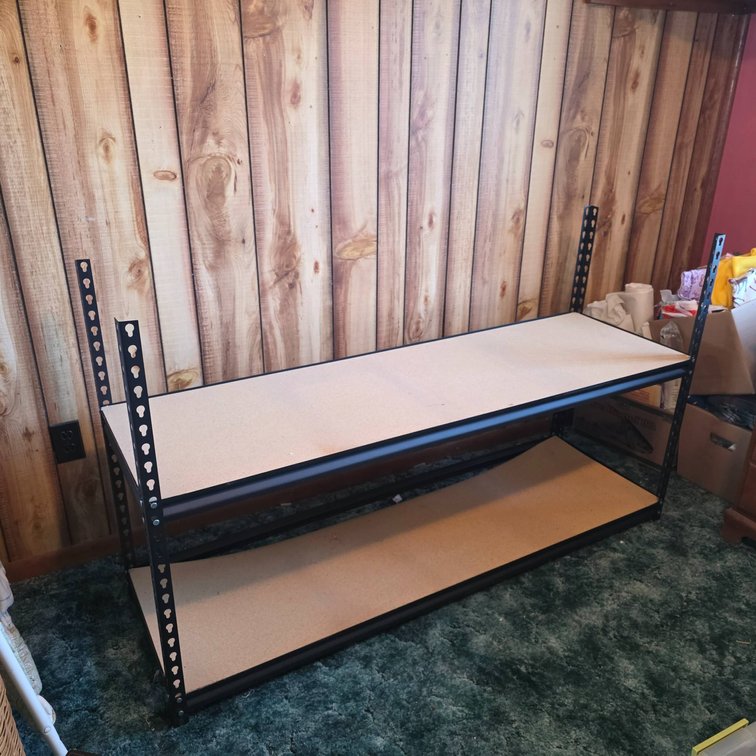 Metal Shelving Unit with Particle Board Shelves
