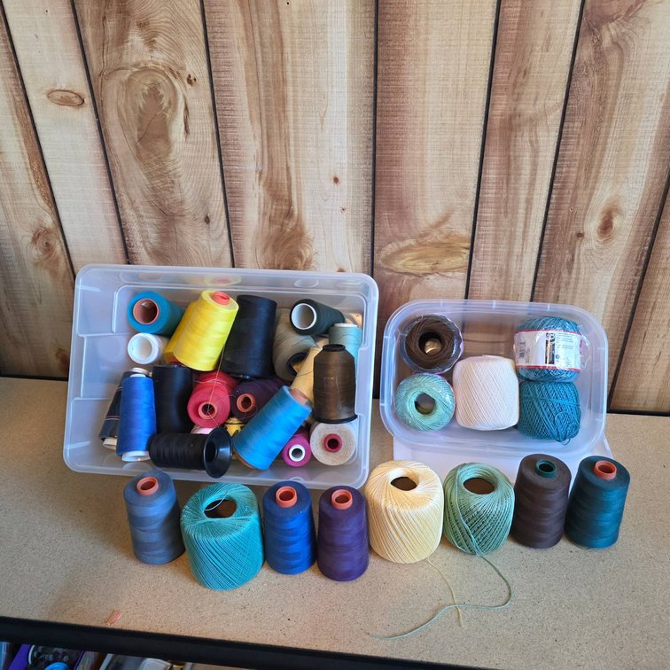 Sewing and Crochet Thread Including Red Heart, Aunt Lydia’s, Maxi-Lock