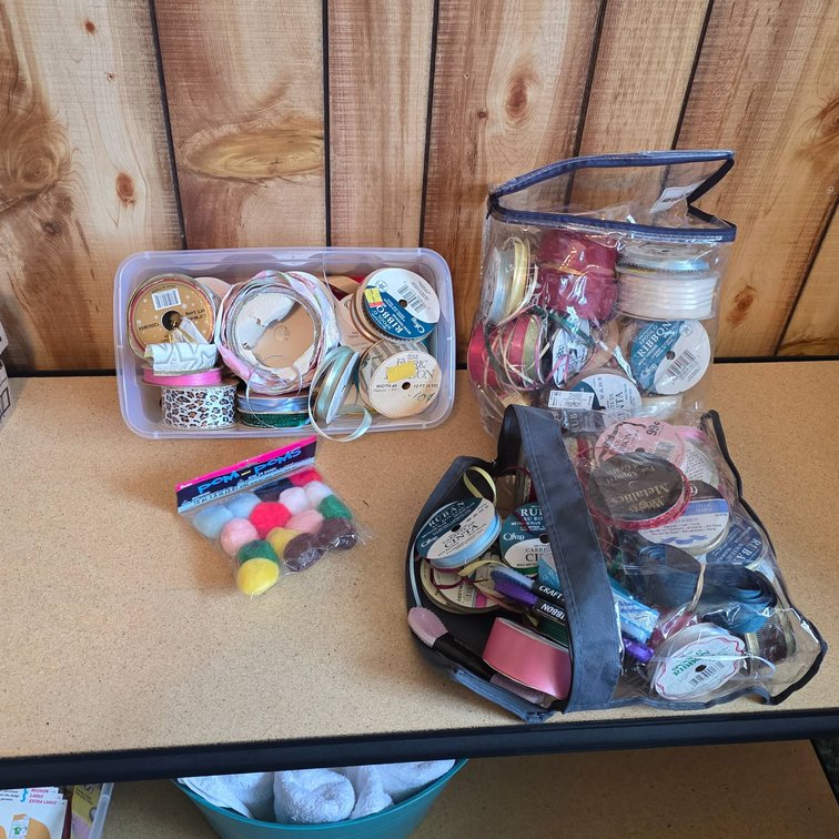 New and Partial Rolls of Ribbon and Craft Supplies