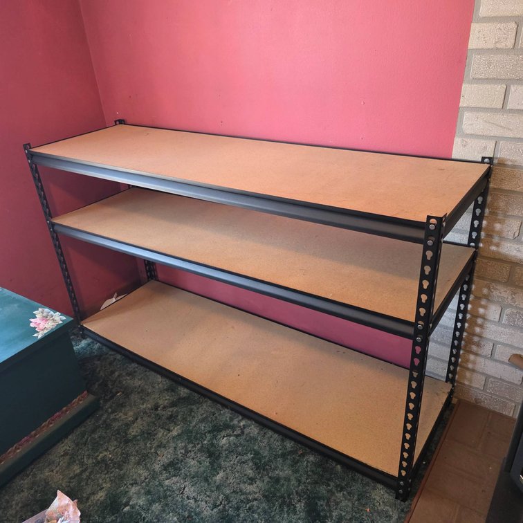 Three-Shelf Metal Storage Unit with MDF Shelves