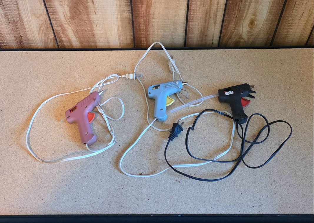 Three Electric Hot Glue Guns in Assorted Colors
