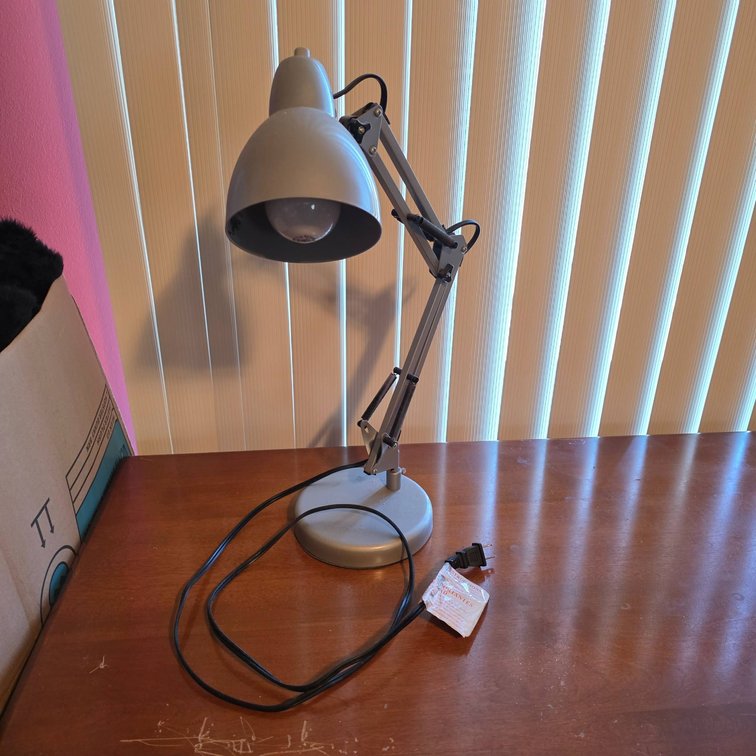 Gray Adjustable Desk Lamp with Weighted Base