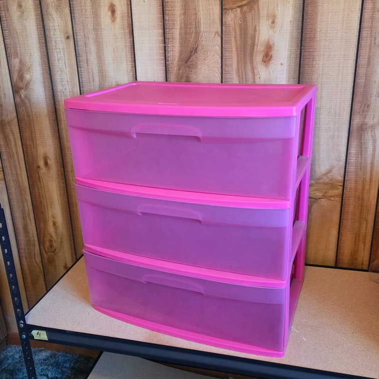 Pink Plastic 3-Drawer Storage Unit