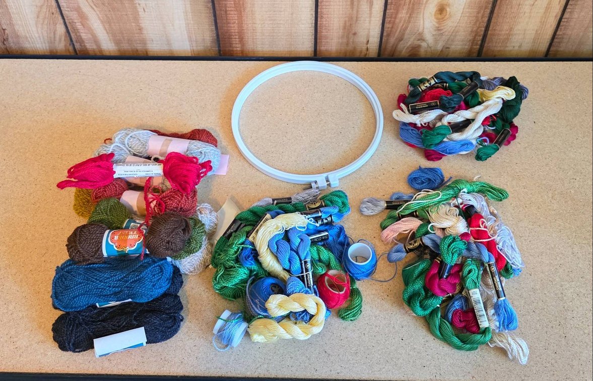 New and Partial Embroidery Threads with Hoop
