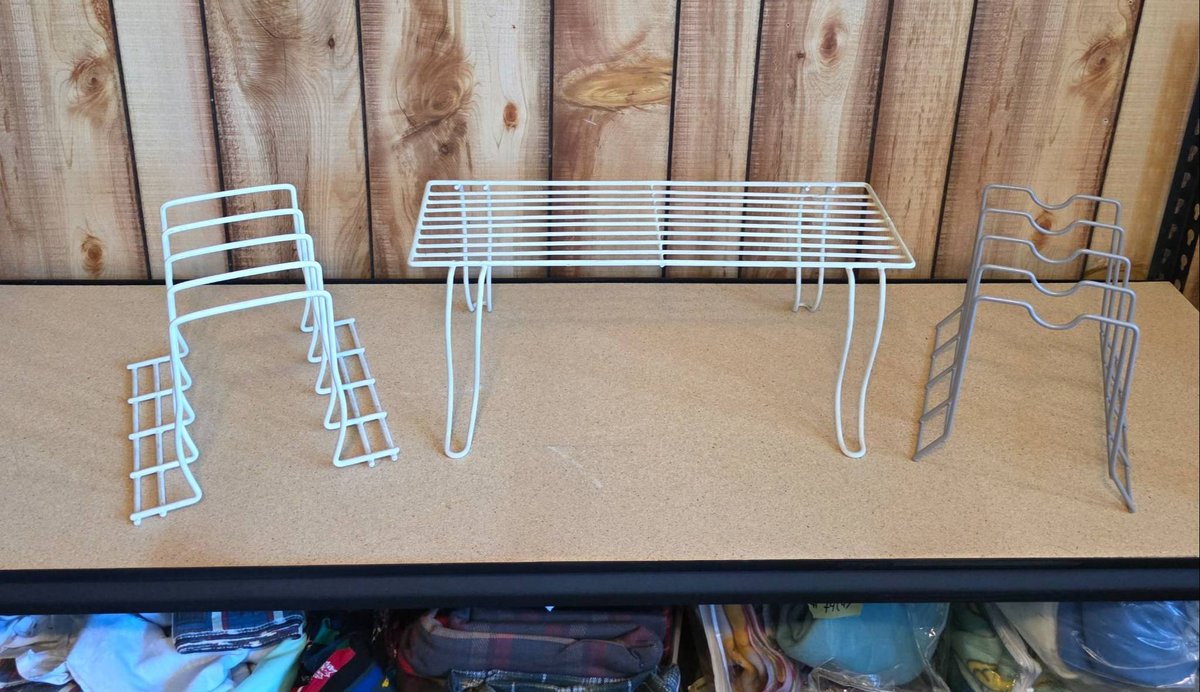 Three White Metal Wire Storage Racks