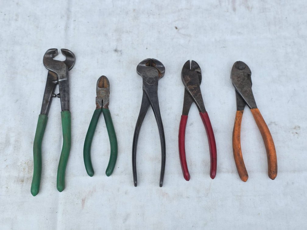 5pc Tool Lot Including Wire Cutters with Mixed Handles