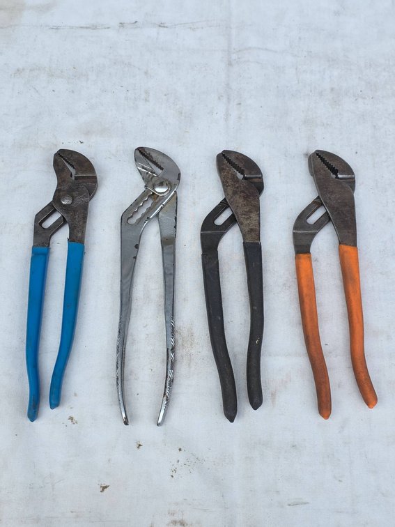 4pc Adjustable Pliers Lot with Various Handle Colors