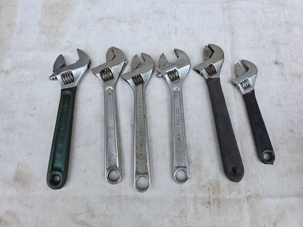6pc Adjustable Wrench Lot Including Crescent and Craftsman