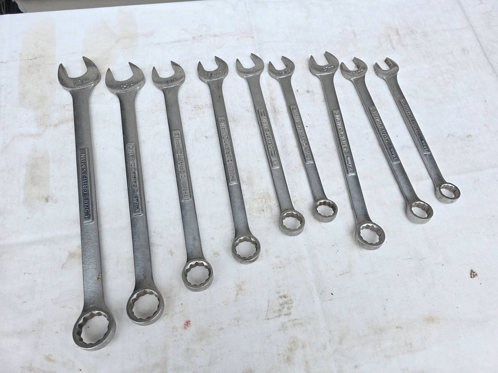 Craftsman 9pc Long Wrench Lot, SAE and Metric