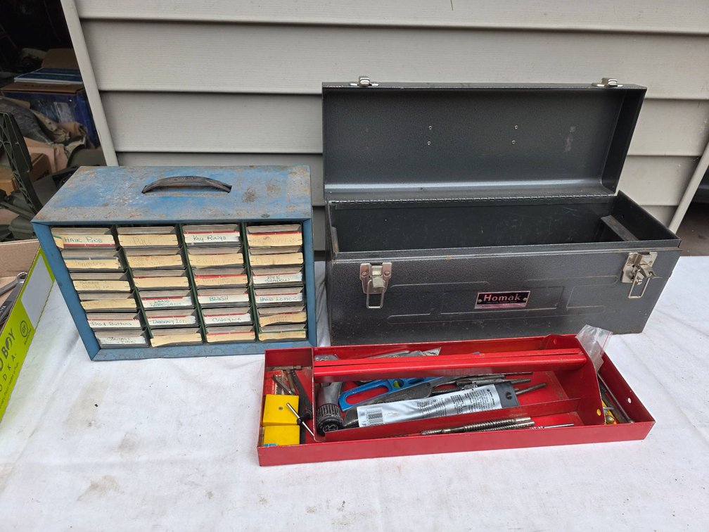 20″ Steel Homak Toolbox with Tools and Hardware Organizer Lot