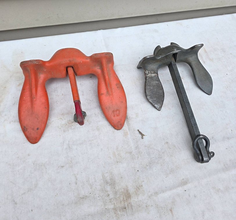 2pc Boat Anchor Lot: 5lb and 10lb Anchors